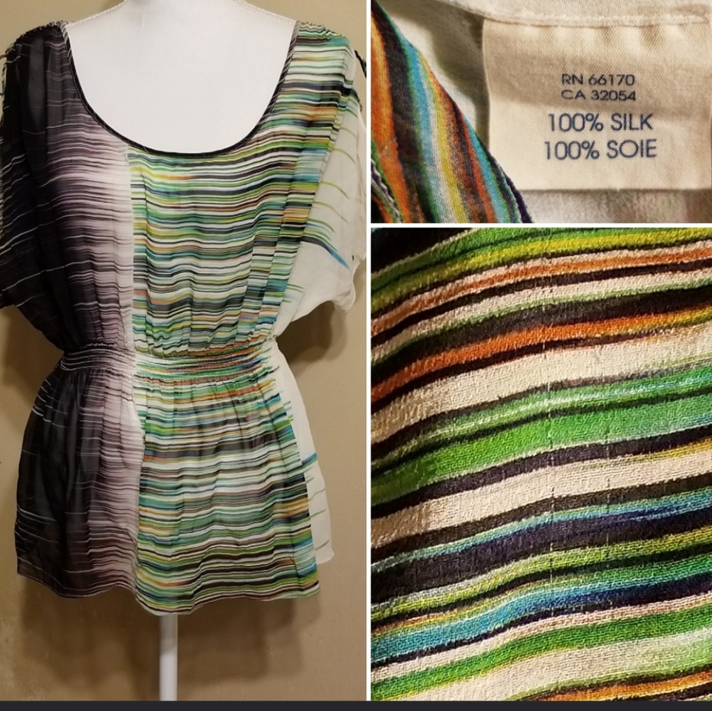 Anthro Edme Esyllte Butterfly Sleeve Silk Top - Picture 2 of 8